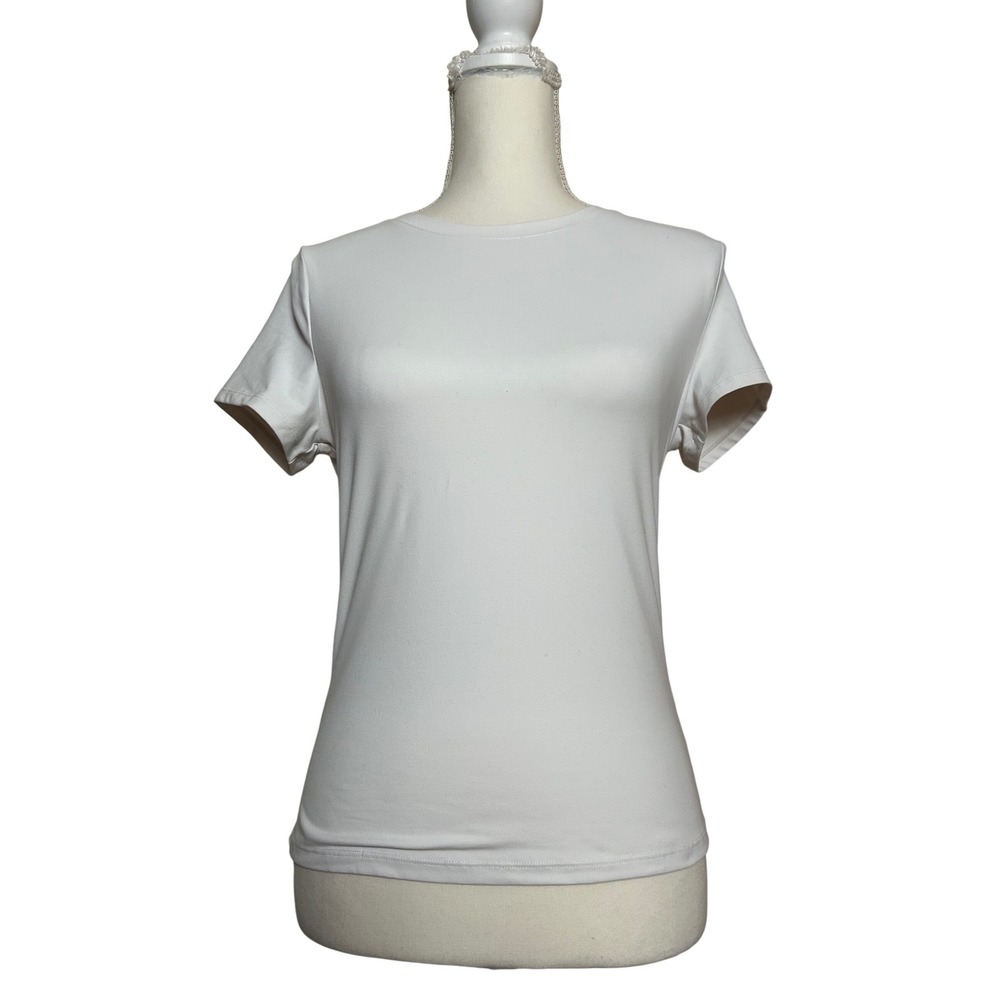 Trendy Queen Womens White Short Sleeve Minimalist‎ Basic T Shirt Top Size Medium